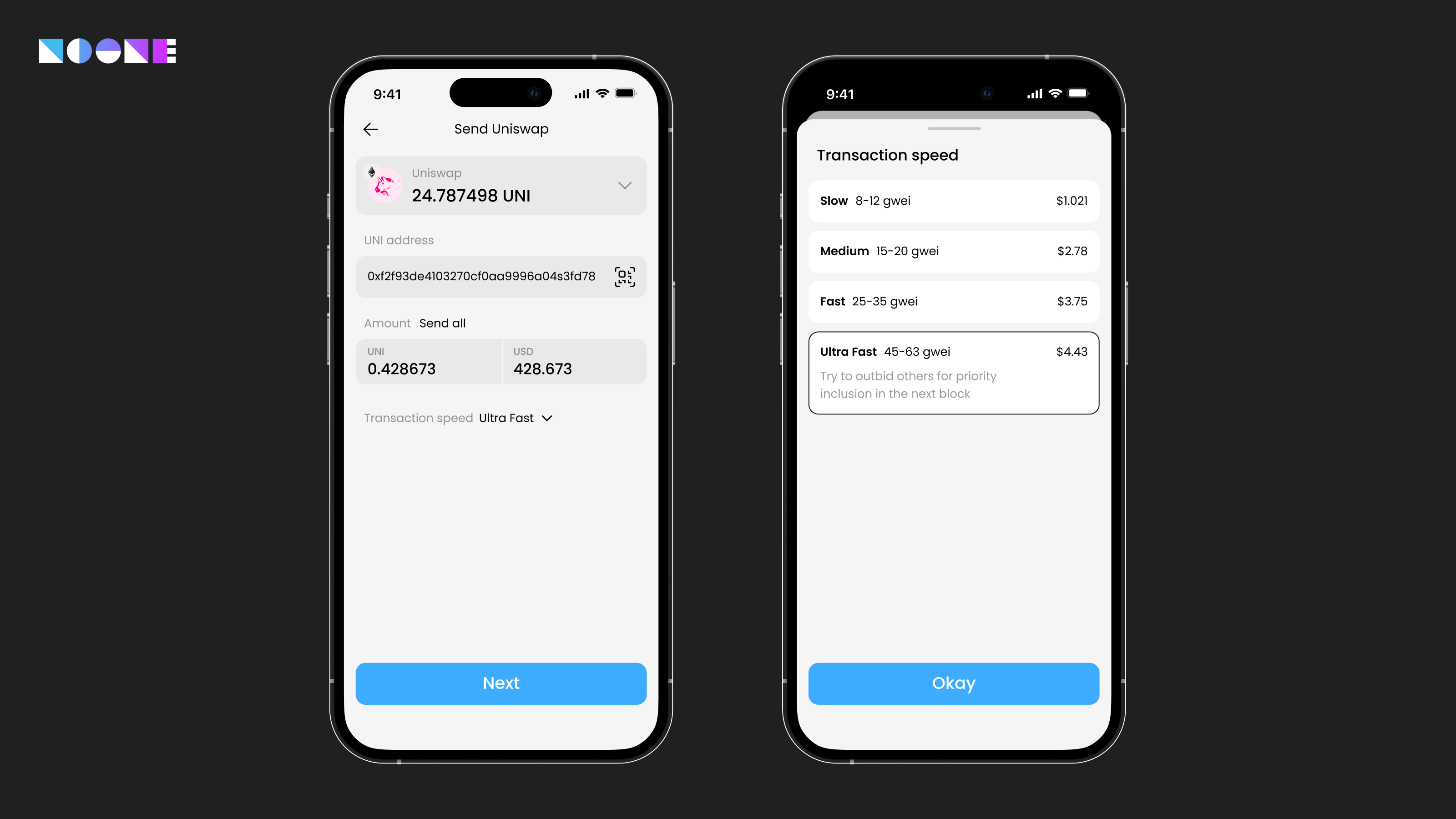 Custom wallet development smart gas showcase screen for lending and borrowing businesses by Noone